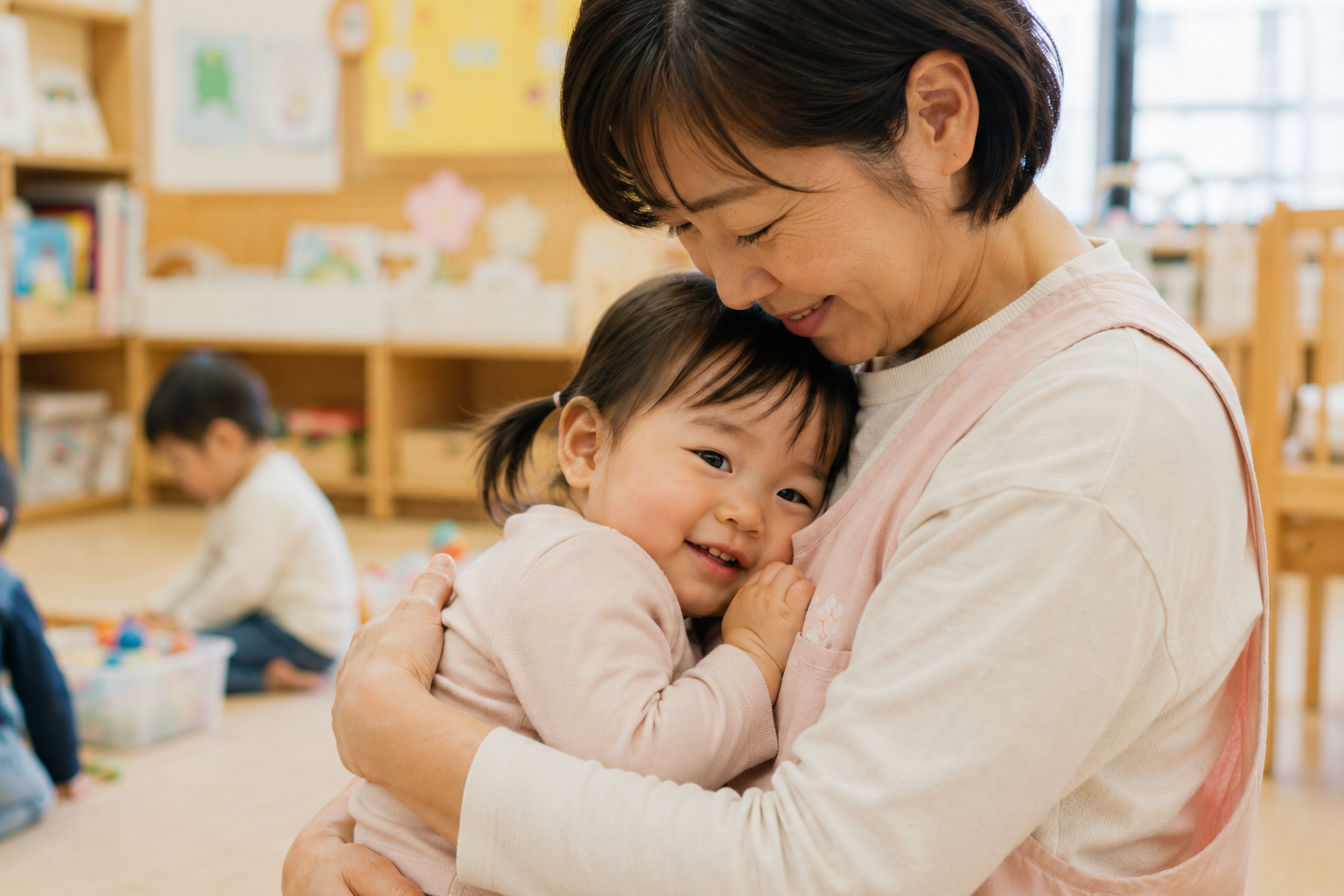 ベテラン保育士に甘える1〜2歳児